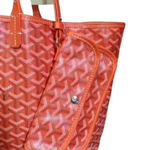 NWT Vintage Goyard St. Louis Leather Orange Tote Bag | W/ Pouch | W/ Duster Bag